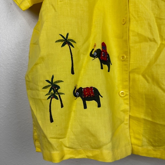 Vintage Ashlyn Kate Button Down Top Animal Safari Elephants - Picture 3 of 5